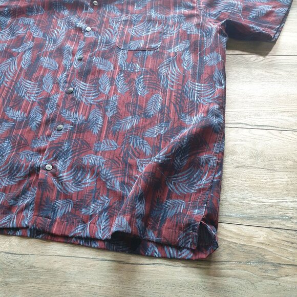 Van Heusen Men Button Up Tropical Leaf Print Short Sleeve Shirt Size XL FLAW - Picture 7 of 9